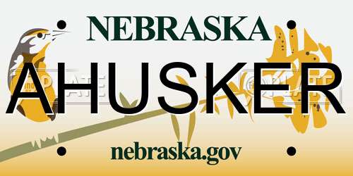 AHUSKER Nebraska License Plate