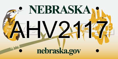 AHV2117 Nebraska License Plate