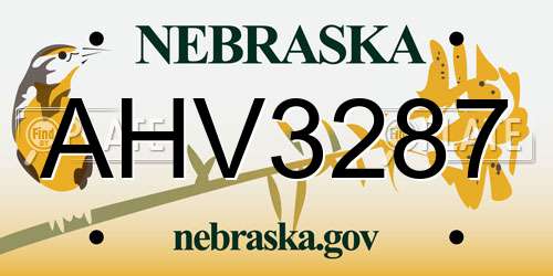 AHV3287 Nebraska License Plate