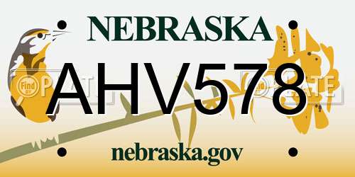 AHV578 Nebraska License Plate