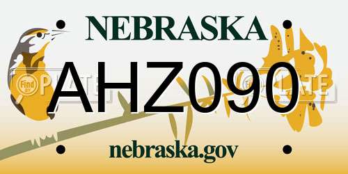 AHZ090 Nebraska License Plate