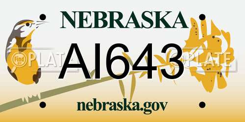 AI643 Nebraska License Plate