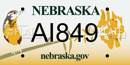 AI849 Nebraska License Plate
