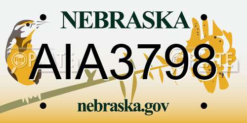 AIA3798 Nebraska License Plate