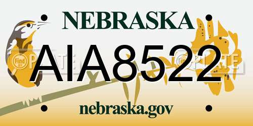 AIA8522 Nebraska License Plate