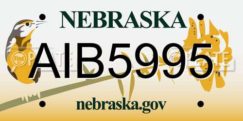 AIB5995 Nebraska License Plate