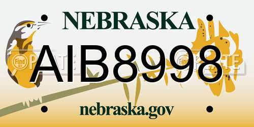 AIB8998 Nebraska License Plate