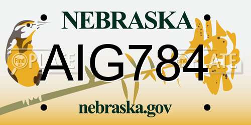 AIG784 Nebraska License Plate