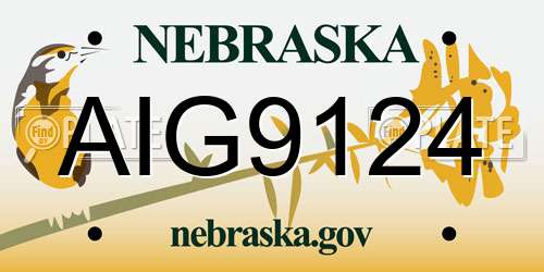 AIG9124 Nebraska License Plate