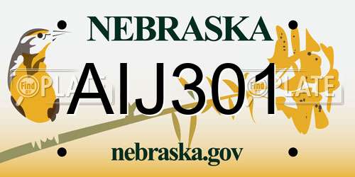 AIJ301 Nebraska License Plate
