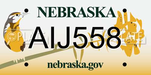 AIJ558 Nebraska License Plate