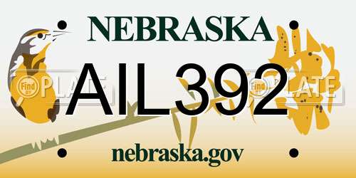 AIL392 Nebraska License Plate