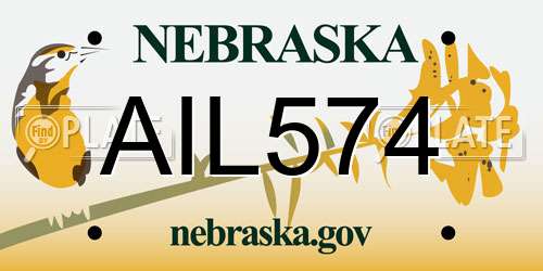 AIL574 Nebraska License Plate