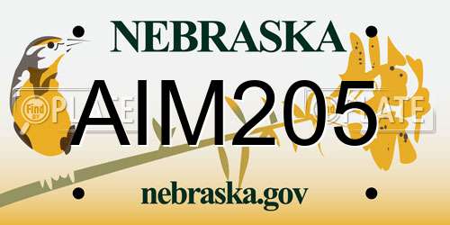AIM205 Nebraska License Plate