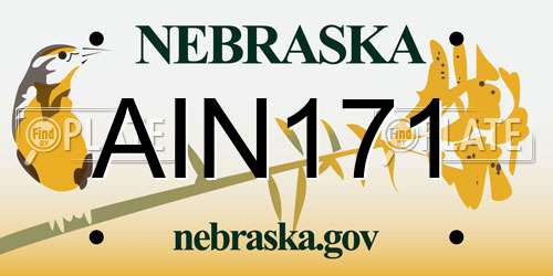 AIN171 Nebraska License Plate