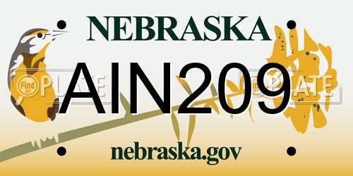 AIN209 Nebraska License Plate