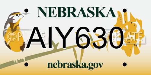 AIY630 Nebraska License Plate