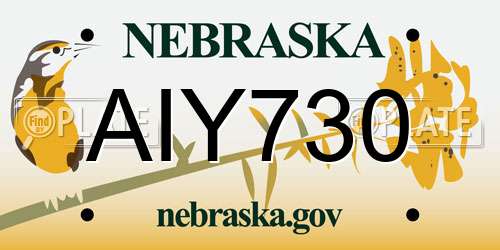 AIY730 Nebraska License Plate