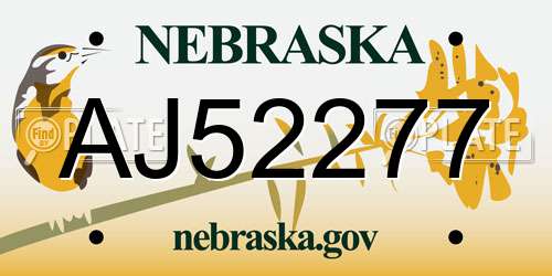 AJ52277 Nebraska License Plate