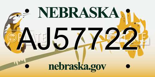 AJ57722 Nebraska License Plate