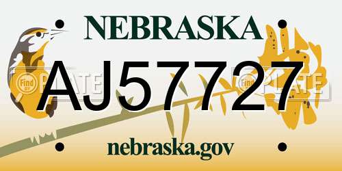 AJ57727 Nebraska License Plate