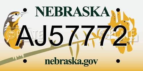 AJ57772 Nebraska License Plate