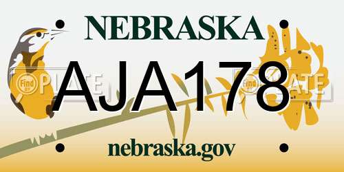 AJA178 Nebraska License Plate