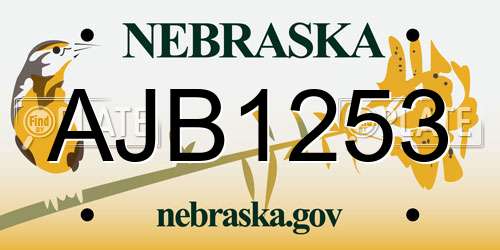AJB1253 Nebraska License Plate