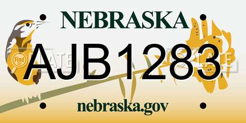 AJB1283 Nebraska License Plate