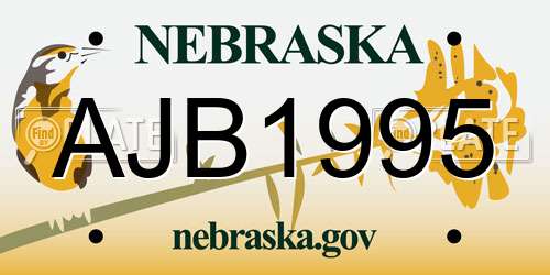 AJB1995 Nebraska License Plate