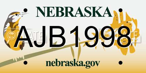 AJB1998 Nebraska License Plate