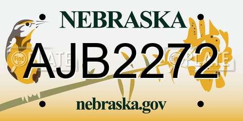 AJB2272 Nebraska License Plate