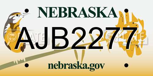 AJB2277 Nebraska License Plate