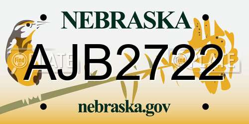 AJB2722 Nebraska License Plate