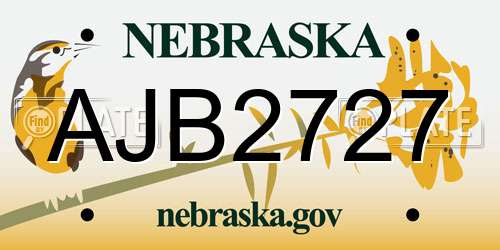 AJB2727 Nebraska License Plate