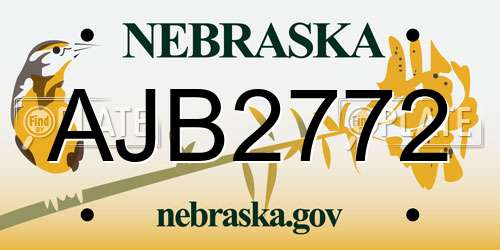 AJB2772 Nebraska License Plate
