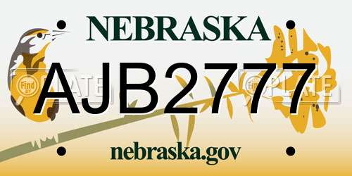 AJB2777 Nebraska License Plate