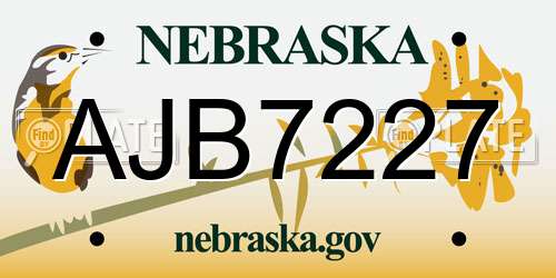 AJB7227 Nebraska License Plate