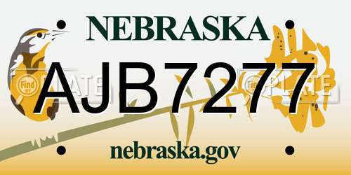 AJB7277 Nebraska License Plate