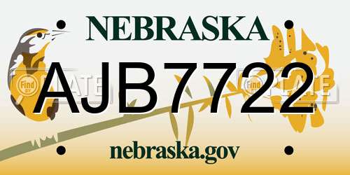 AJB7722 Nebraska License Plate