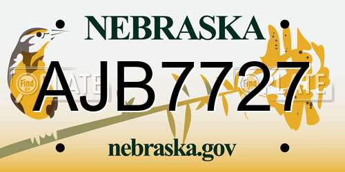 AJB7727 Nebraska License Plate