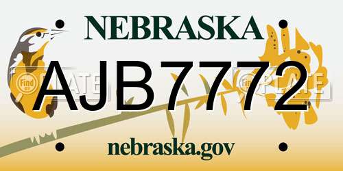 AJB7772 Nebraska License Plate