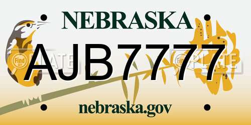 AJB7777 Nebraska License Plate