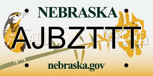 AJBZTTT Nebraska License Plate