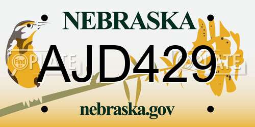 AJD429 Nebraska License Plate
