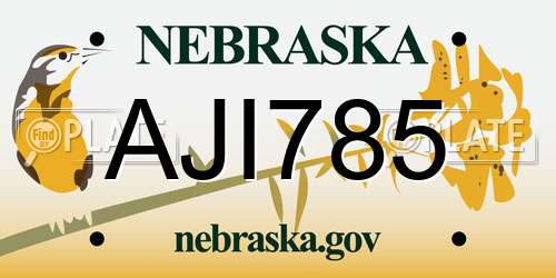 AJI785 Nebraska License Plate