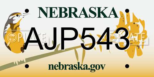 AJP543 Nebraska License Plate