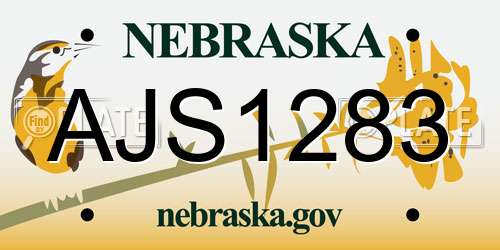 AJS1283 Nebraska License Plate