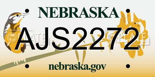 AJS2272 Nebraska License Plate