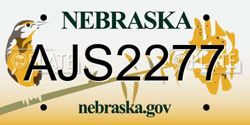 AJS2277 Nebraska License Plate